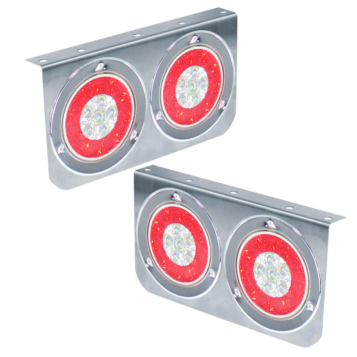 Par Lanterna Led Traseira Dupla Inox Caminhão, Carretinha