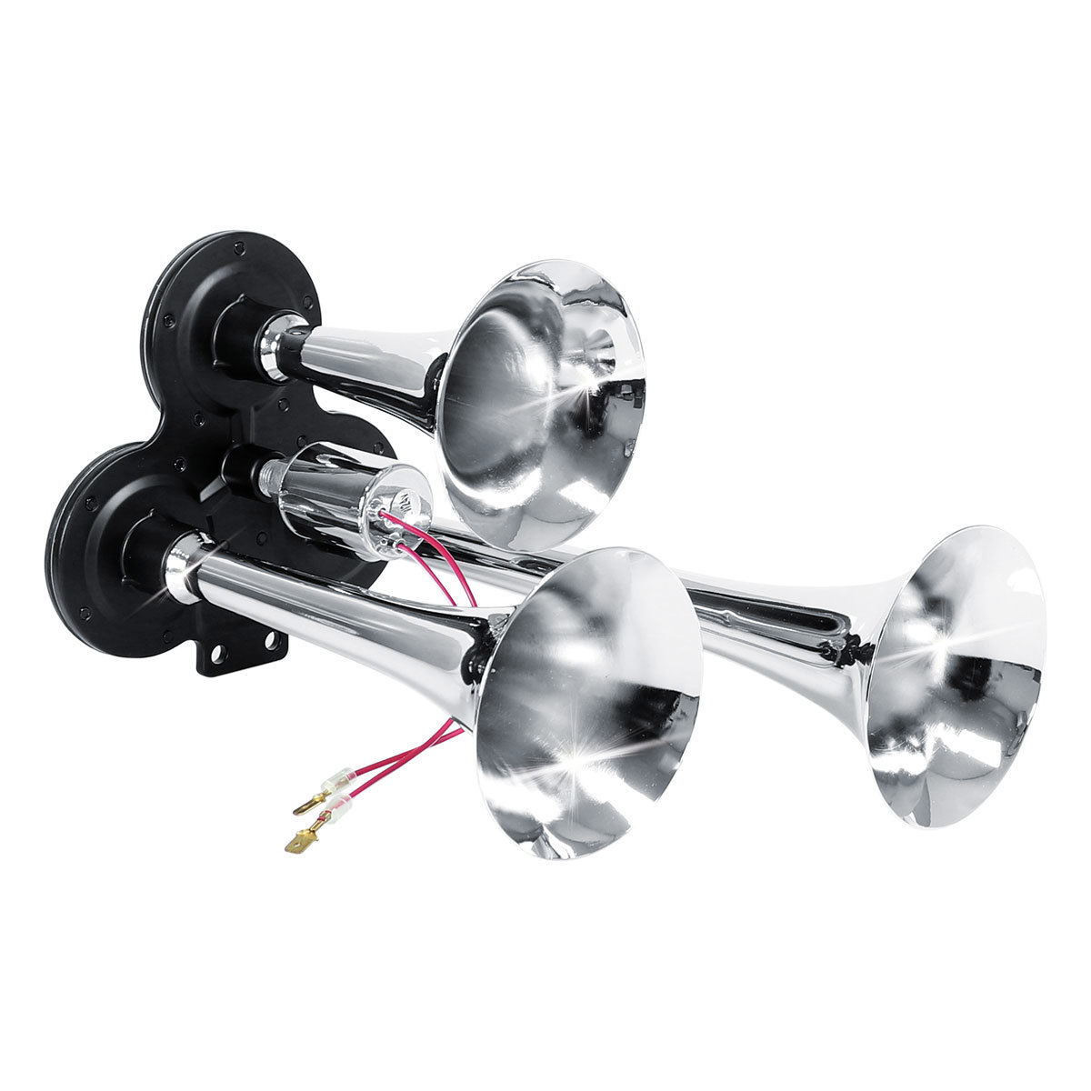 Buzina Eletropneumática 3 Cornetas Cromada – Bivolt 12/24V