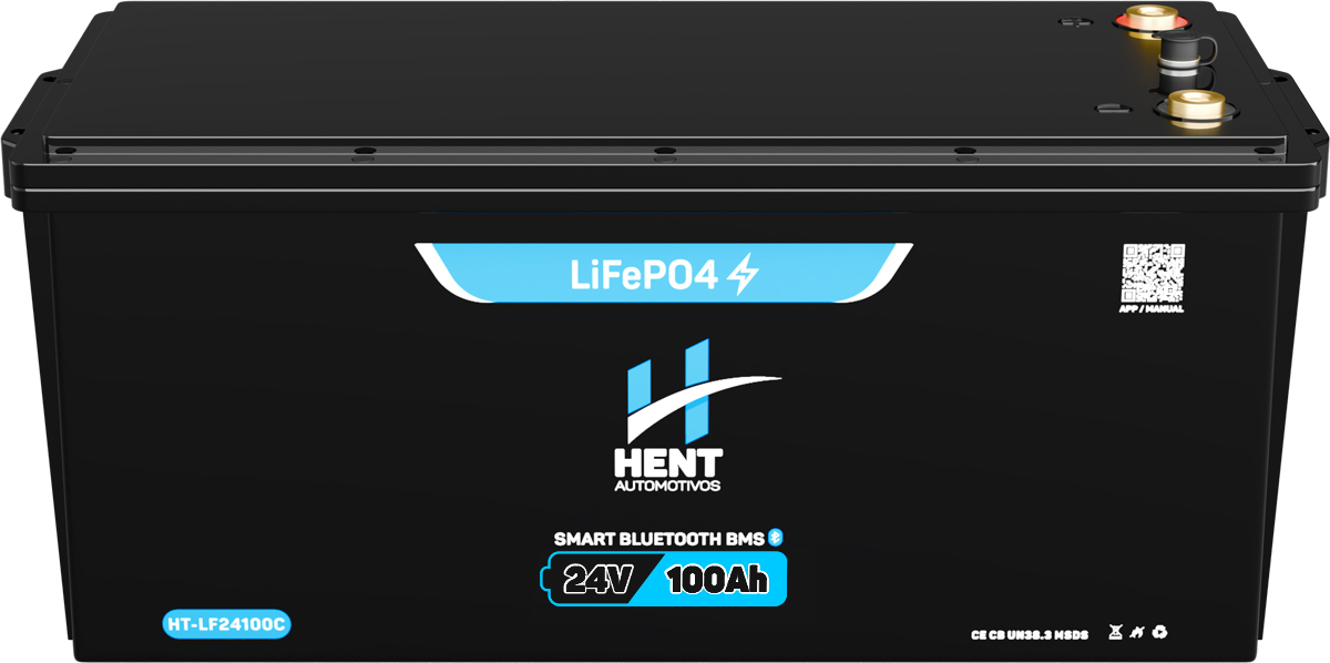 Bateria Lítio LiFePO4 24V 100A bluetooth barco,motorhome
