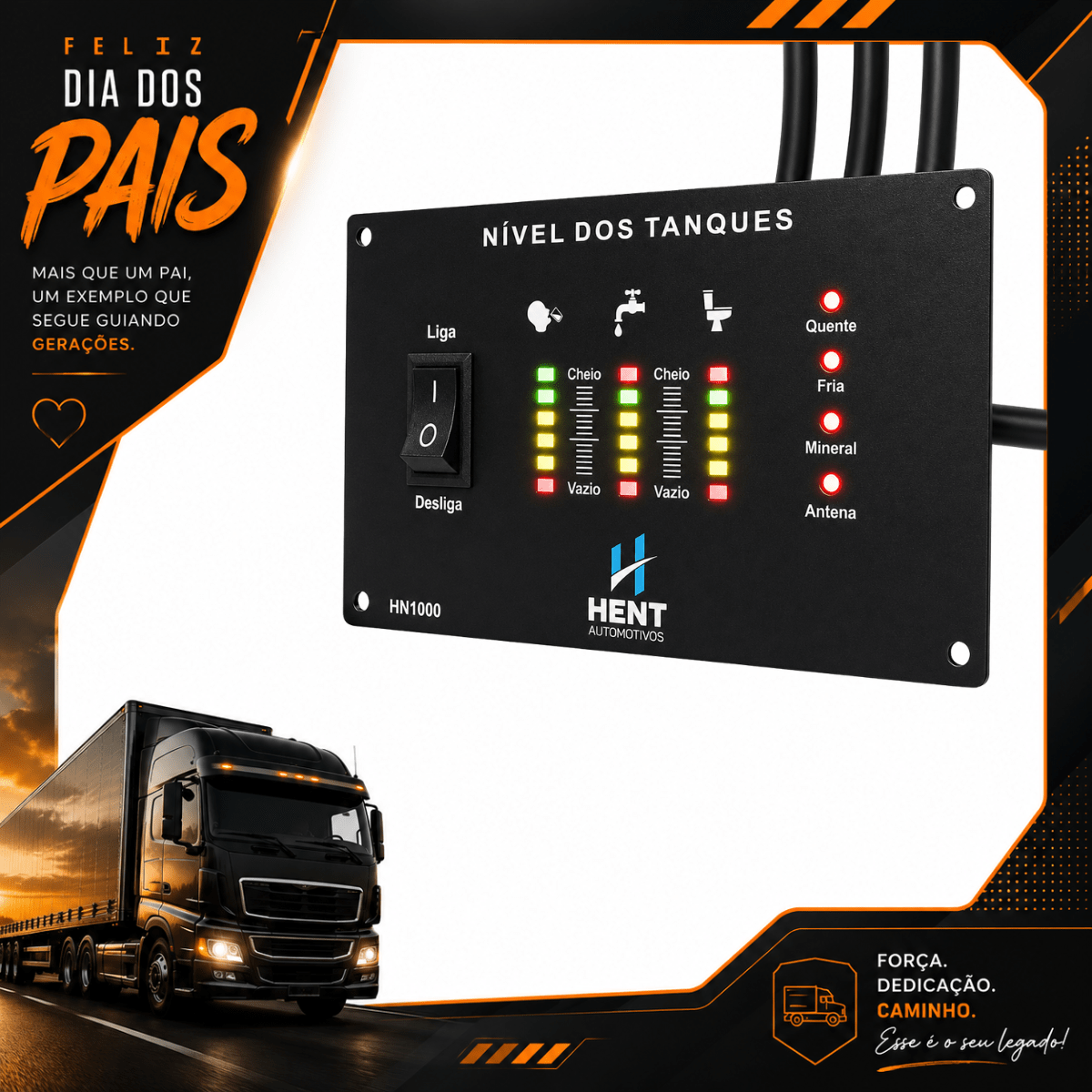 Painel Medidor Nível De Água 3 Tanques Motorhome Sensor