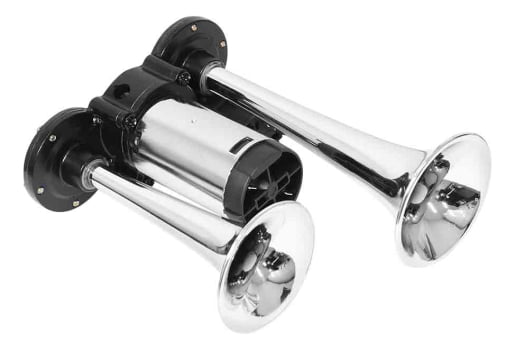 Buzina 2 Cornetas Cromada 12v Compressor Carro Barco Caminhão 