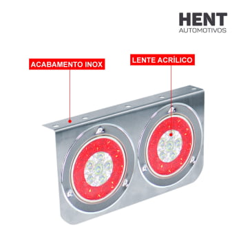 Par Lanterna Led Traseira Dupla Inox Caminhão, Carretinha