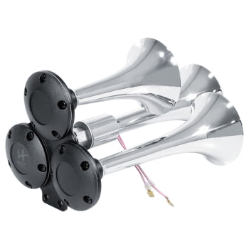 Buzina Eletropneumática 3 Cornetas Cromada – Bivolt 12/24V