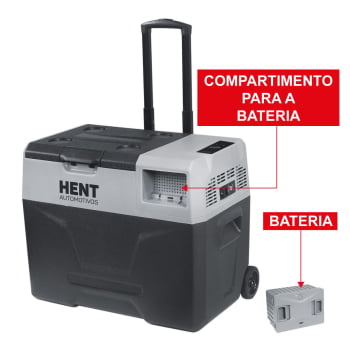 Geladeira 40l Portátil C/ Bateria Auxiliar E Rodas Camping