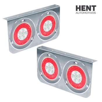 Par Lanterna Led Traseira Dupla Inox Caminhão, Carretinha