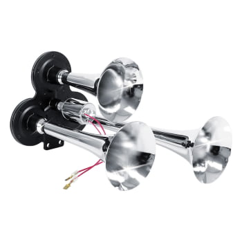 BUZINA ELETROPNEUMATICA 3 CORNETAS CROMADA 12/24V