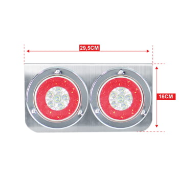 Par Lanterna Led Traseira Dupla Inox Caminhão, Carretinha