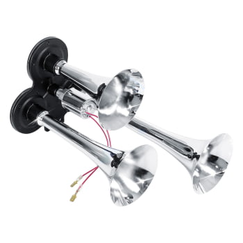 Buzina Eletropneumática 3 Cornetas Cromada – Bivolt 12/24V
