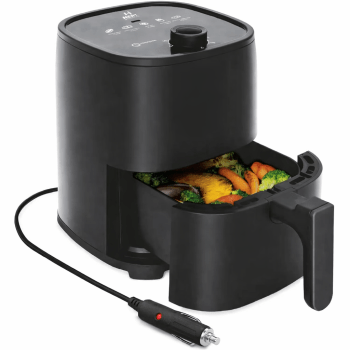 Fritadeira Elétrica Air Fryer Portátil Automotiva 24v Hent Preto