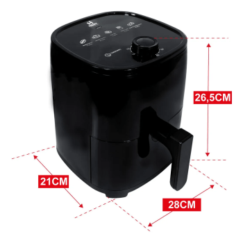 Fritadeira Elétrica Air Fryer Portátil Automotiva 24v Hent Preto