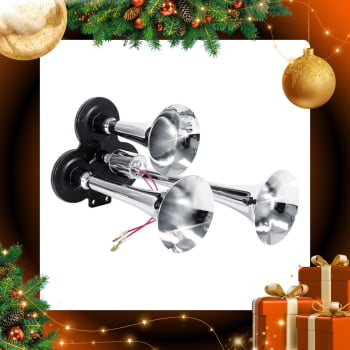 BUZINA ELETROPNEUMATICA 3 CORNETAS CROMADA 12/24V