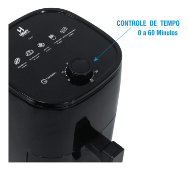 Fritadeira Elétrica Air Fryer Portátil Automotiva 24v Hent Preto