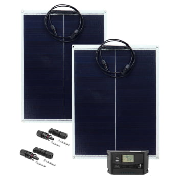 Kit Painel Solar Fotovoltaico Flexível 100w Com Controlador