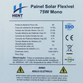 Painel Solar Fotovoltaico Flexível 75w