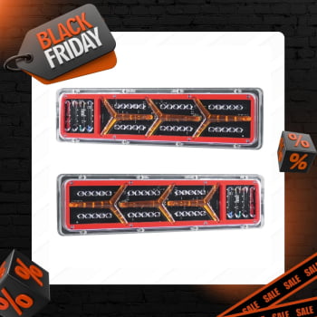 Par Lanterna Sequencial Traseira Led Reboque, Caminhão Direito Vermelho