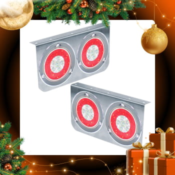Par Lanterna Led Traseira Dupla Inox Caminhão, Carretinha