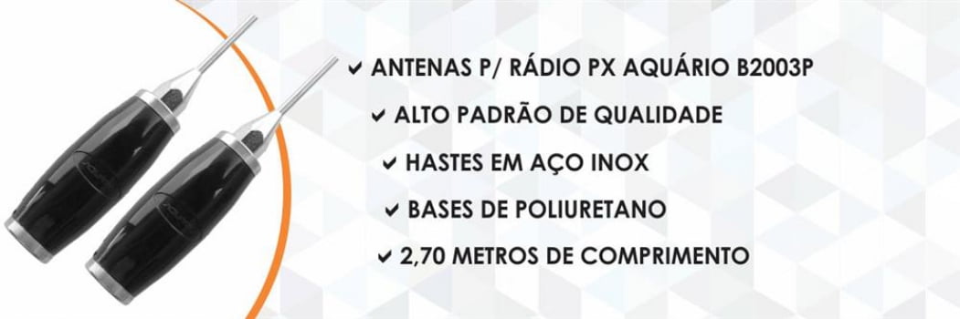 2 Antenas Rádio Px Marinox 2,70 Mts Aquário B2003P